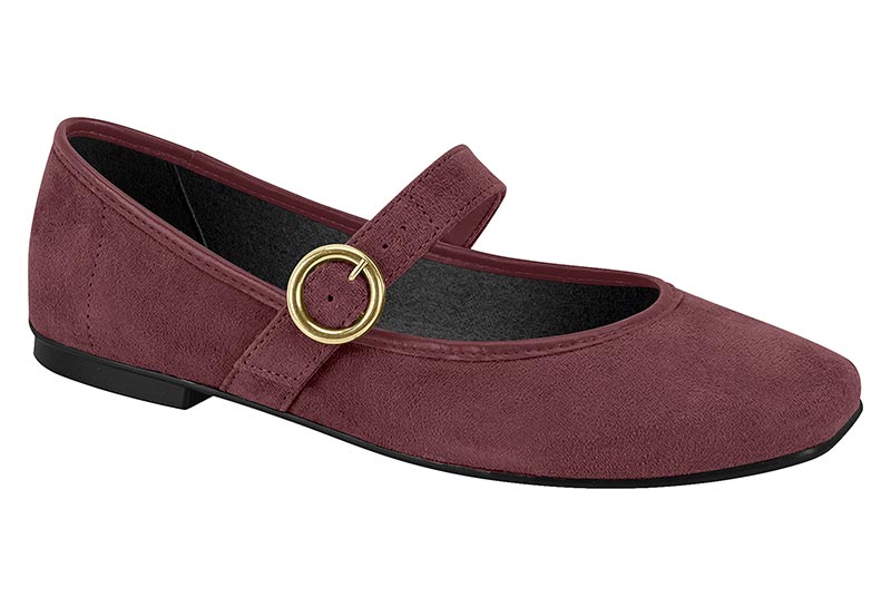 Balerina Mary Jane Camurça Flex Vino Moleca