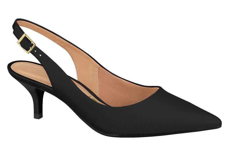 Zapatilla Destalonada Punta Fina Tacón Kitten Pelica Negra Vizzano