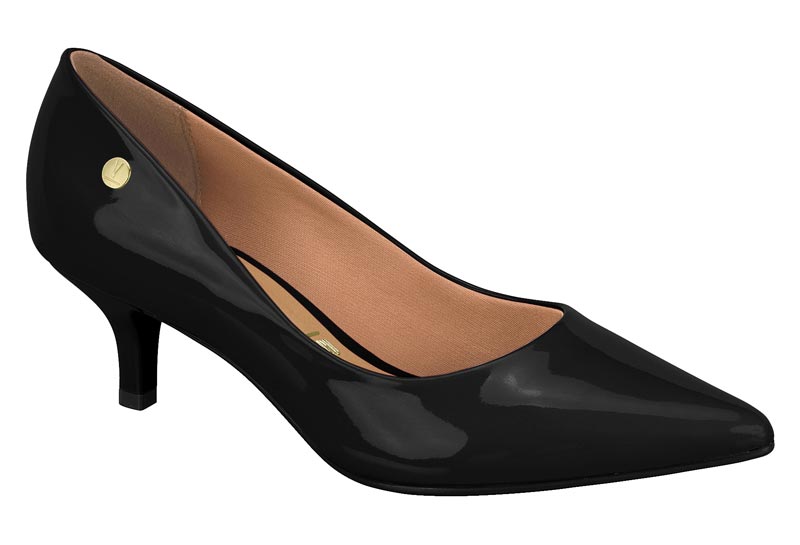 Zapatilla Kitten Heel Charol Negro Vizzano