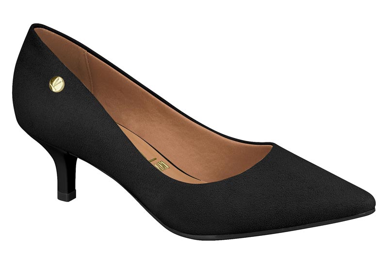 Zapatilla Tacón Kitten Camurca Negra Vizzano