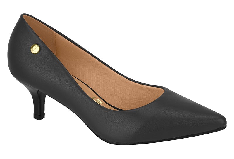 Zapatilla Negra Kitten Punta Fina Pelica Vizzano