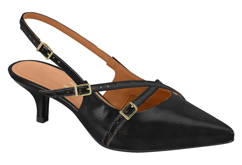 Zapatilla Destalonada Kitten Napa Cruzada Negra Vizzano
