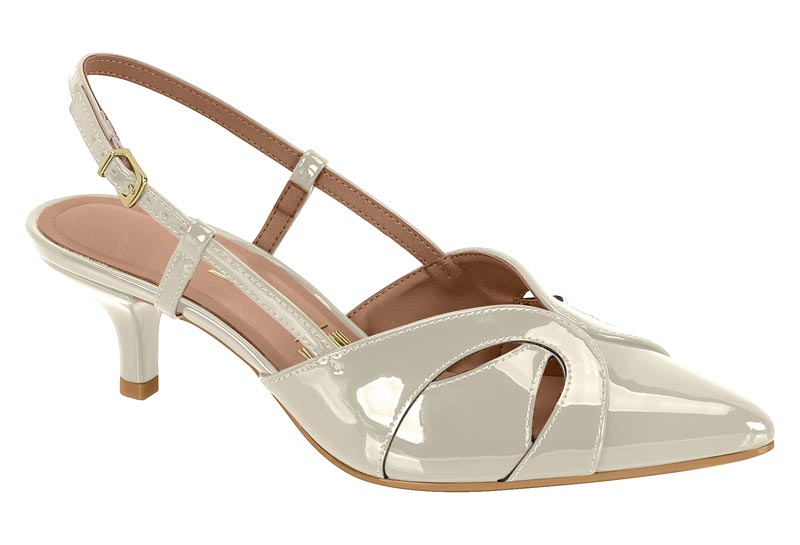 Zapatilla Destalonada Slingback Charol Blanco Off Vizzano