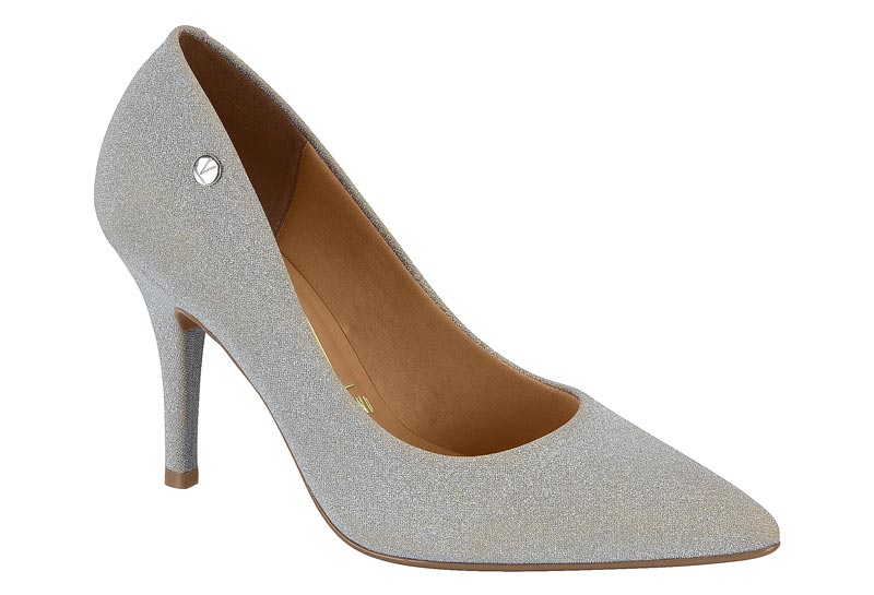 Zapatilla Glitter Plata Punta Fina Vizzano