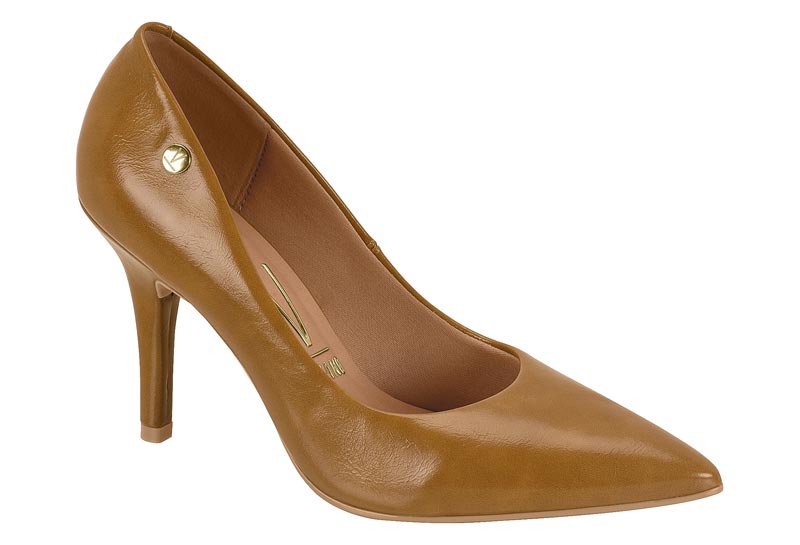 Zapatilla Punta Fina Tacón Aguja Napa Caramelo Vizzano