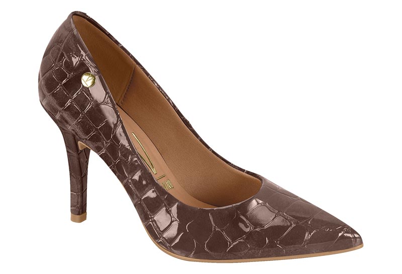 Zapatilla Charol Croco Aguja Chocolate Vizzano