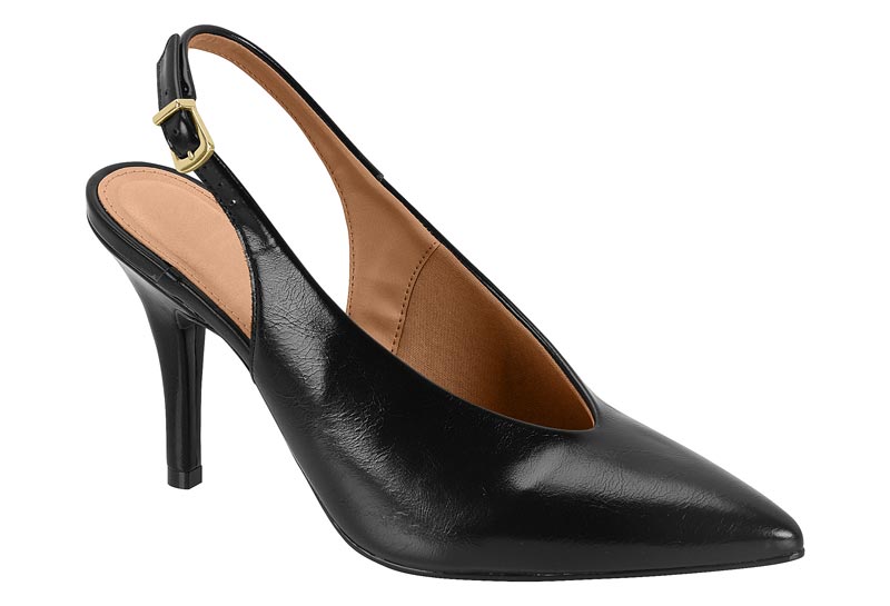 Zapatilla Slingback Aguja Napa Negra Vizzano