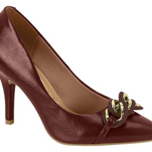 Zapatilla Aguja Cadena Napa Carmín Punta Fina Vizzano