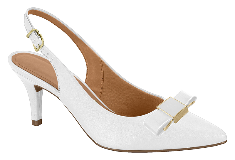 Zapatilla Destalonada Lazo Blanca Tacón Kitten Vizzano