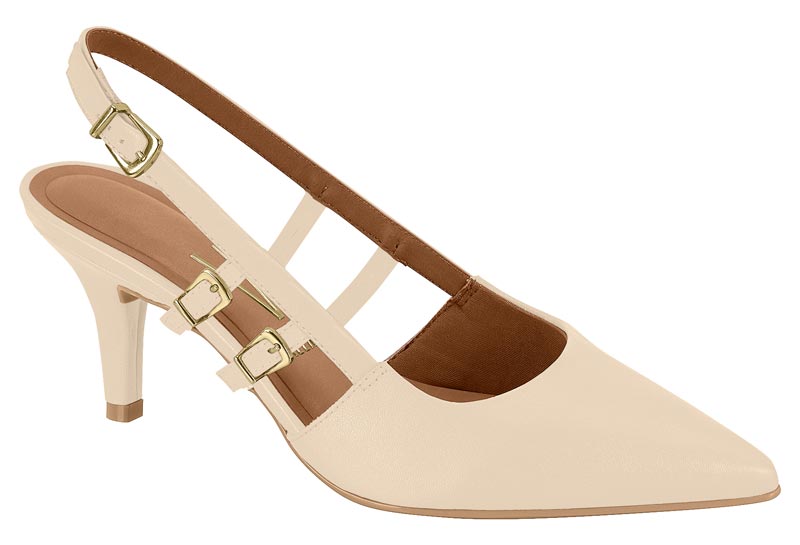 Zapatilla Destalonada Slingback Hebillas Crema Vizzano