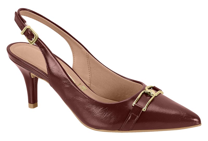 Zapatilla Destalonada Herraje Dorado Napa Dark Carmín Vizzano