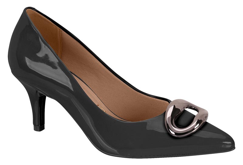 Zapatilla Tacón Kitten Charol Negro con Herraje Vizzano
