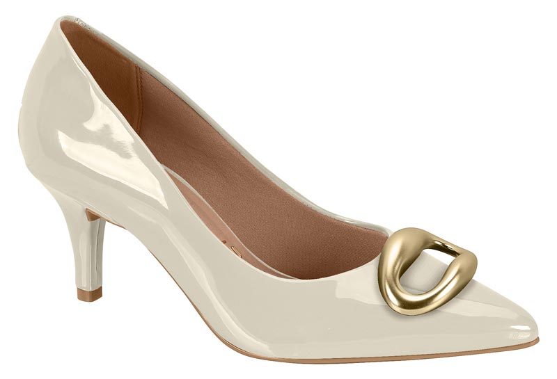 Zapatilla Charol Kitten Puntiaguda con Hebilla Vizzano Blanco Off