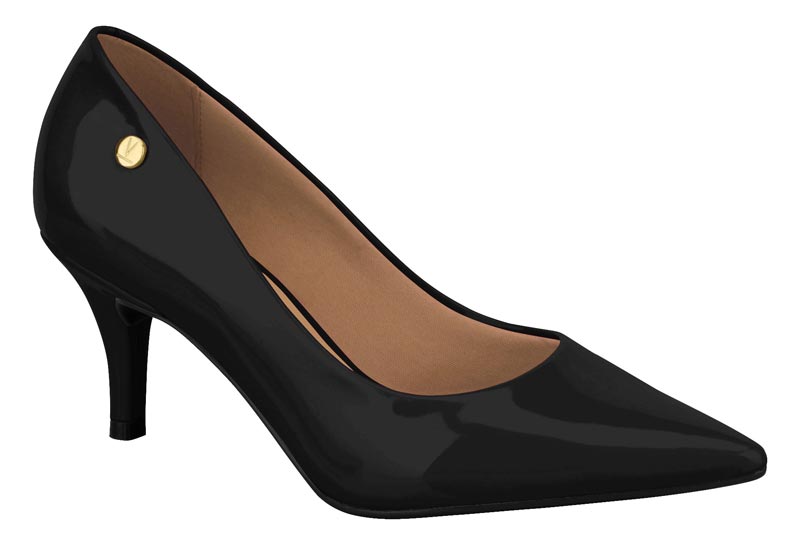 Zapatilla Kitten Negra Charol Punta Fina Vizzano