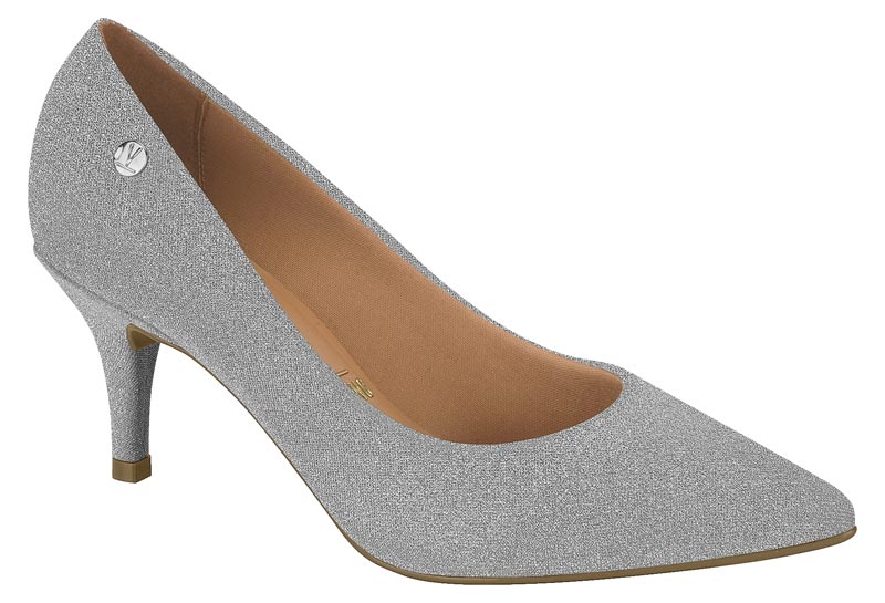 Zapatilla Glitter Plata Tacón Kitten Vizzano