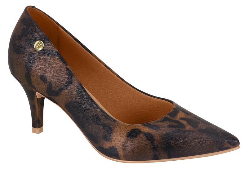Zapatilla Animal Print Café Tacón Kitten Vizzano