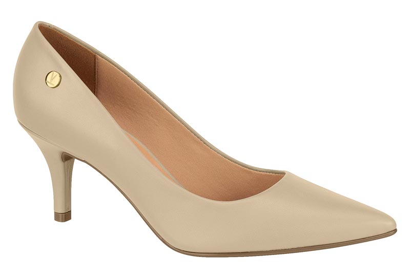 Zapatilla Pelica Beige Punta Fina Tacón Kitten Vizzano