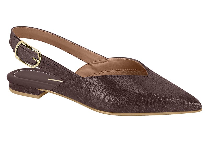 Zapatilla Destalonada Punta Fina Cocodrilo Café Vizzano