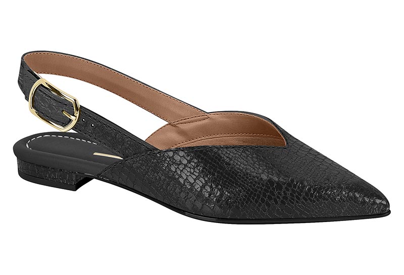 Zapatilla Destalonada Punta Fina Croco Negro Vizzano