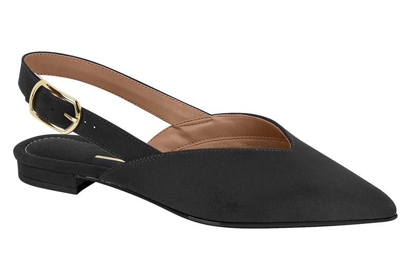 Zapatilla Slingback Punta Fina Ante Negro Vizzano