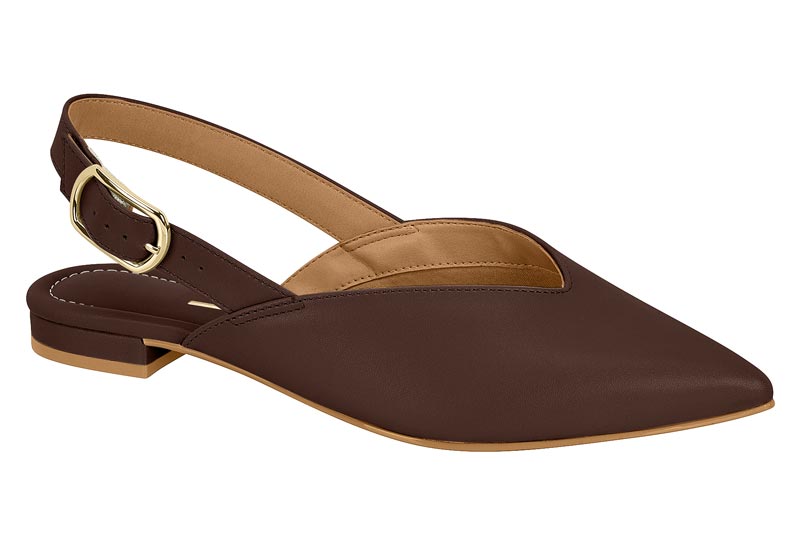 Zapatilla Destalonada Slingback Punta Fina Chocolate Vizzano