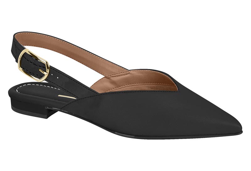 Zapatilla Slingback Punta Fina Pelica Negra Vizzano