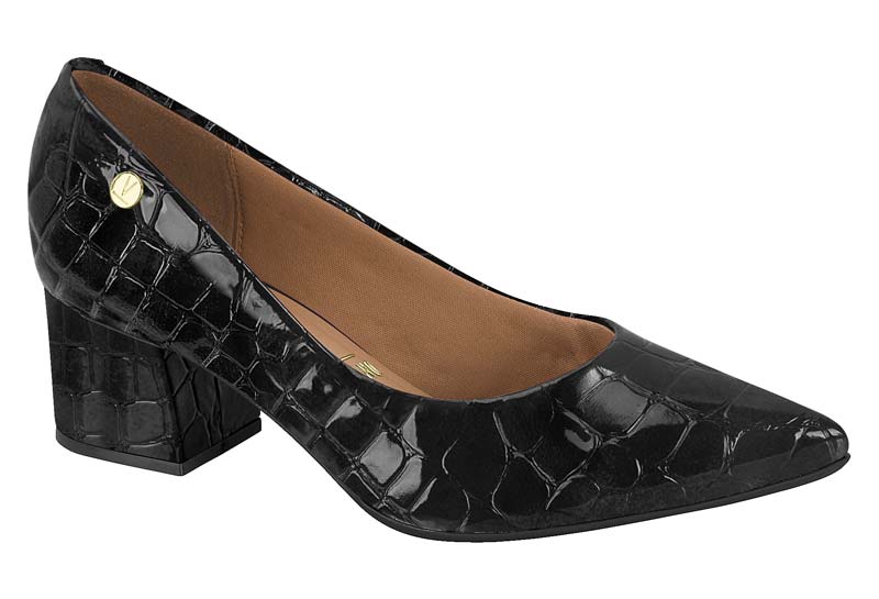 Zapatilla Tacón Bloque Croco Negro Vizzano