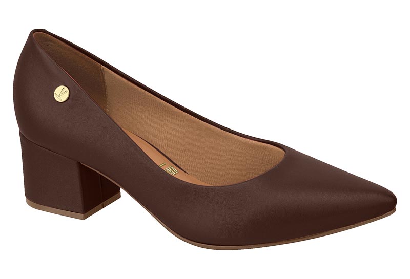 Zapatilla Tacón Bloque Punta Fina Pelica Chocolate Vizzano