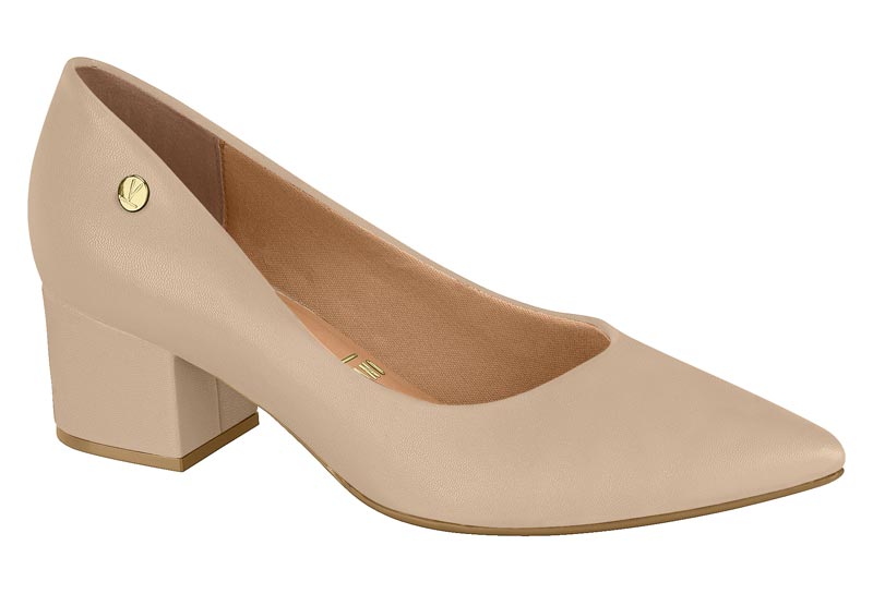 Zapatilla Punta Fina Tacón Bloque Pelica Beige Vizzano