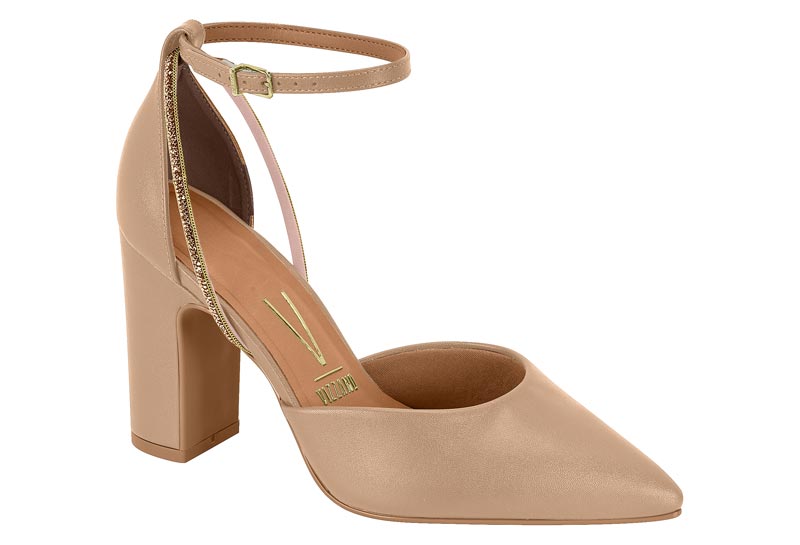 Zapatilla Destalonada Slingback Bloque Nude con Brillos Vizzano
