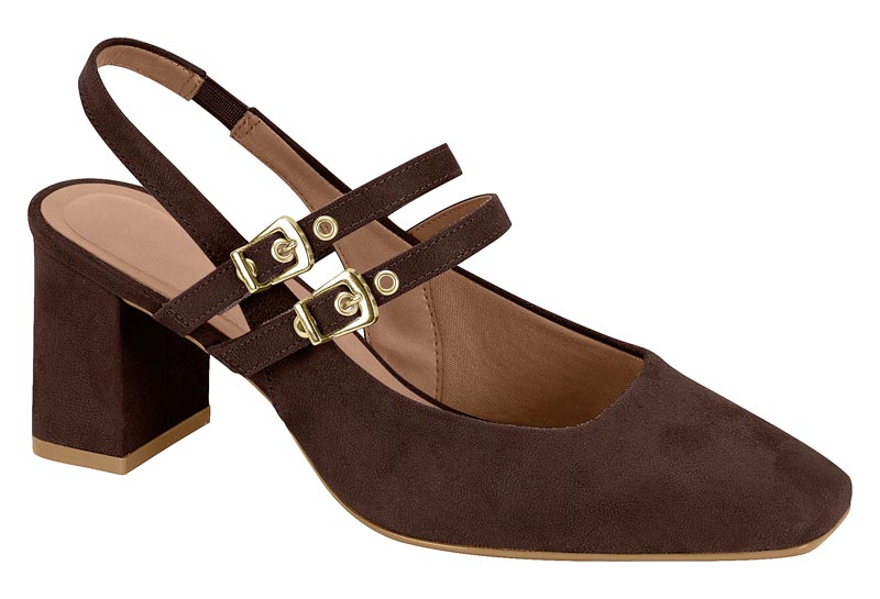 Zapatilla Destalonada Doble Hebilla Bloque Vizzano Chocolate