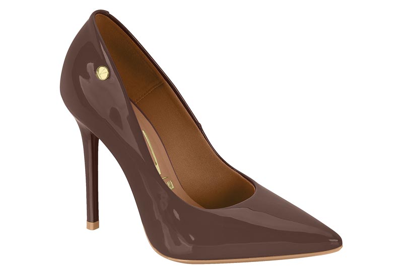 Zapatilla Stiletto Punta Fina Charol Chocolate Vizzano