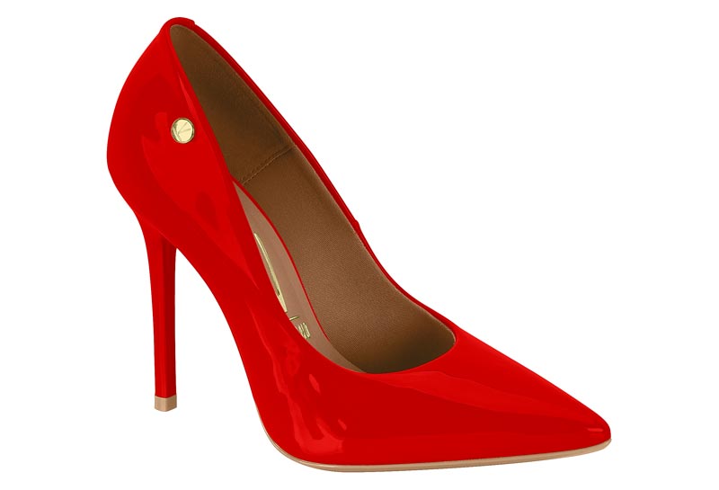 Zapatilla Punta Fina Charol Rojo Rubí Vizzano