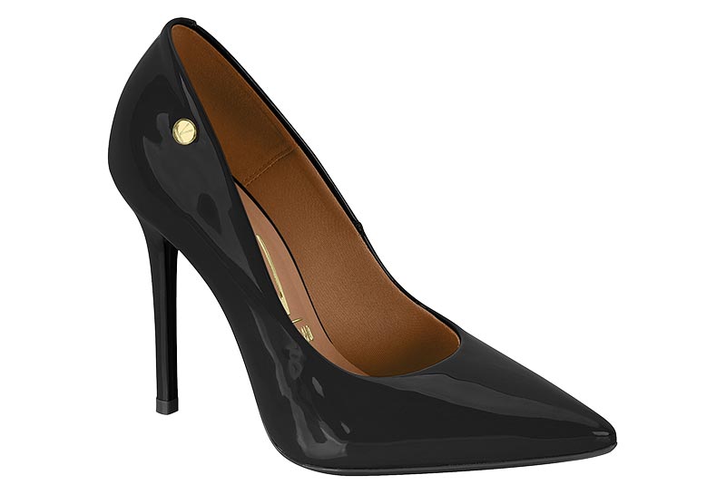 Zapatilla Stiletto Punta Fina Charol Negro Vizzano