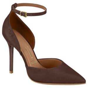 Zapatilla Aguja Punta Fina Correa Tobillo Chocolate Vizzano