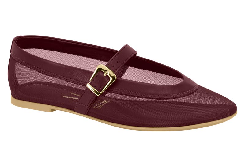 Balerina Vizzano Mesh Mary Jane con Hebilla Vino