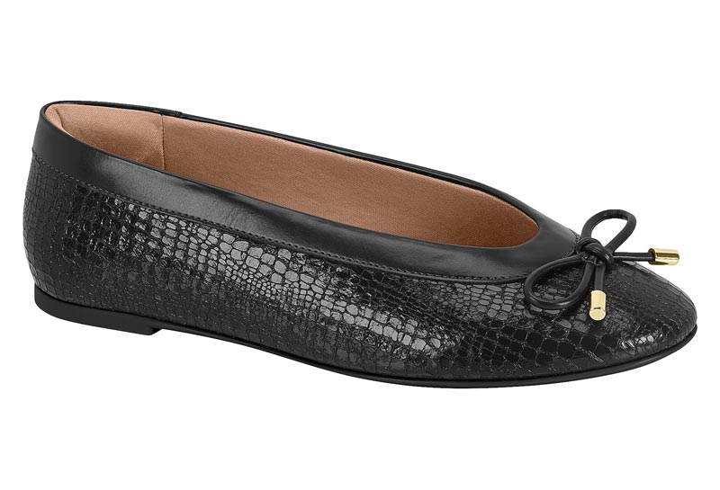 Balerina Vizzano Negra Croco Napa con Moño Elegante