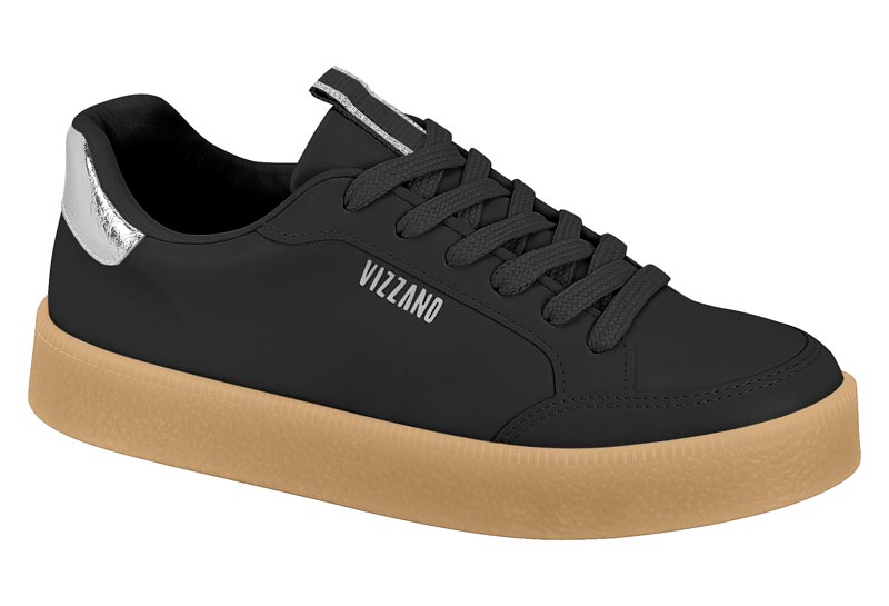 Tenis Plataforma Urbano Vizzano Negro Detalles Plata