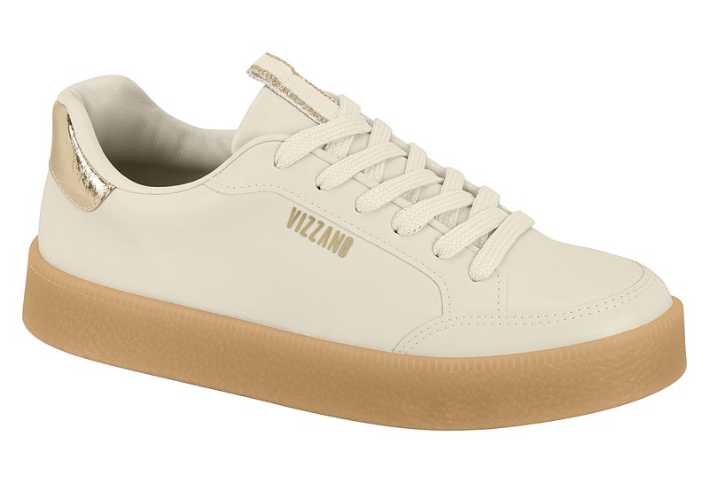 Tenis Plataforma Blanco Off Dorado Vizzano