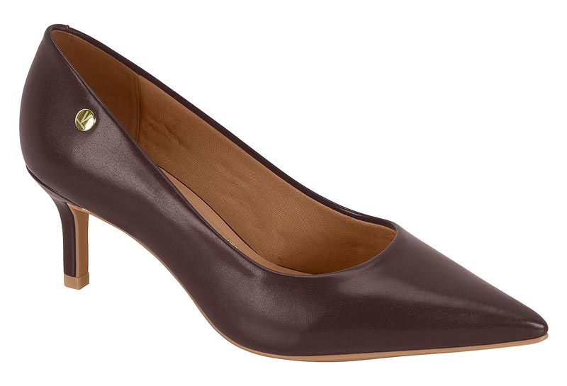 Zapatilla Punta Fina Napa Cacau Tacón Kitten Vizzano
