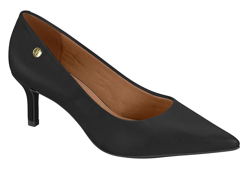 Zapatilla Punta Fina Tacón Kitten Pelica Negra Vizzano