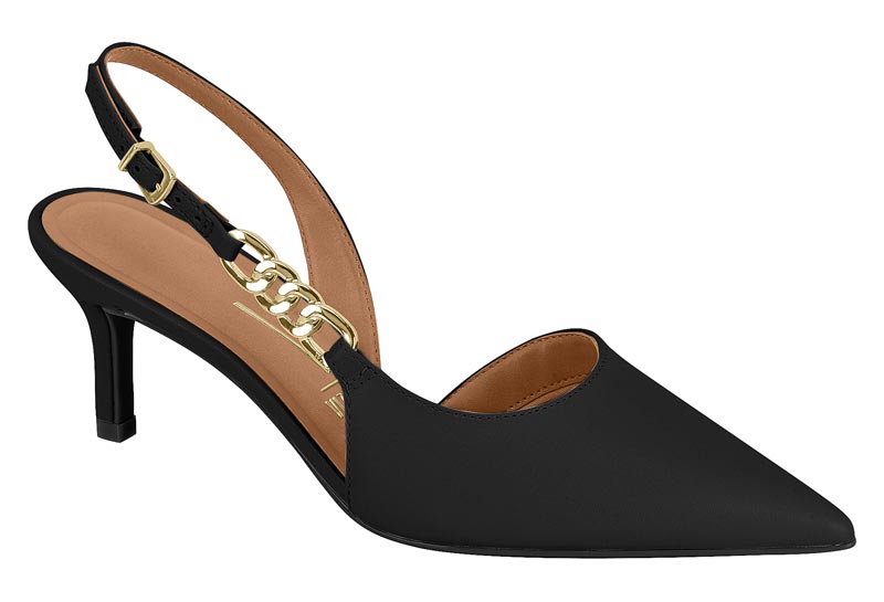 Zapatilla Destalonada Slingback Cadena Negro Vizzano