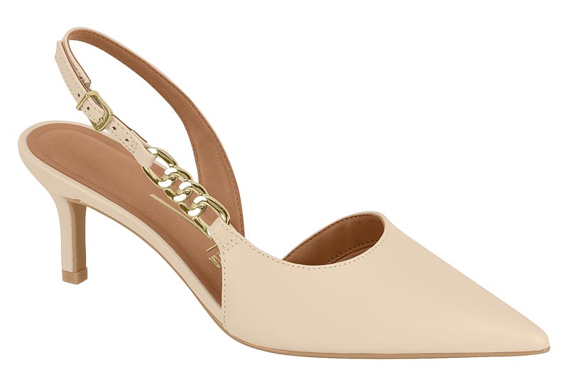 Zapatilla Destalonada Cadena Pelica Crema Vizzano