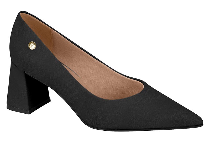 Zapatilla Punta Fina Tacón Bloque Negro Vizzano