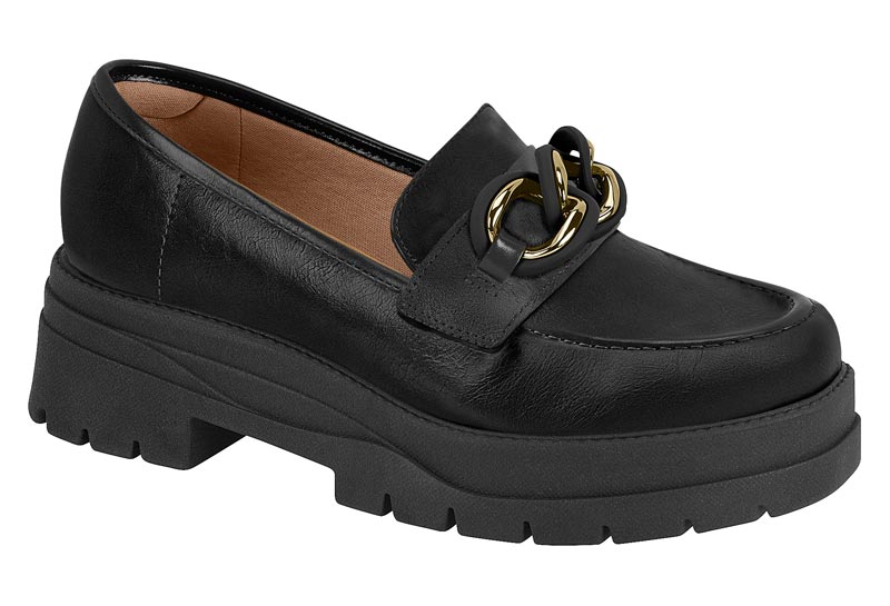 Mocasín Track Cadena Oro Negro Vizzano