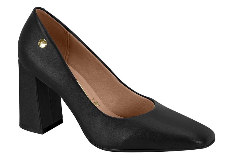 Zapatilla Bloque Negra Pelica Punta Cuadrada Vizzano