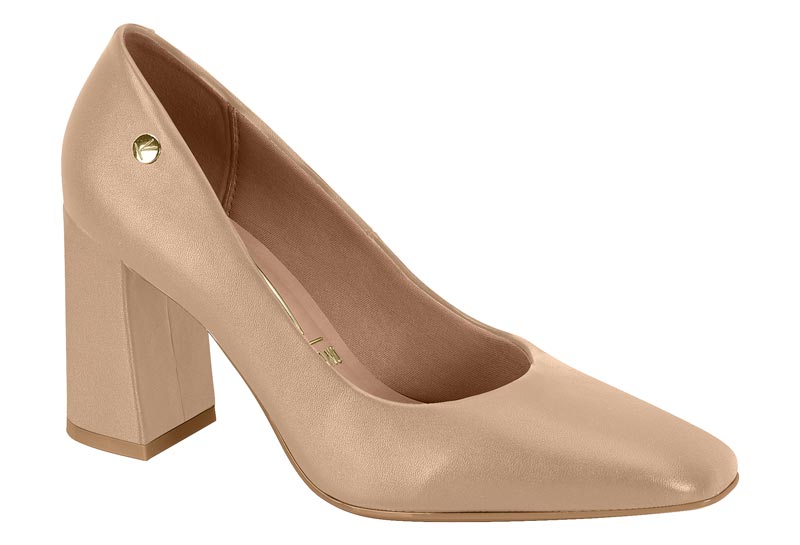 Zapatilla Tacón Bloque Cuadrado Beige Vizzano