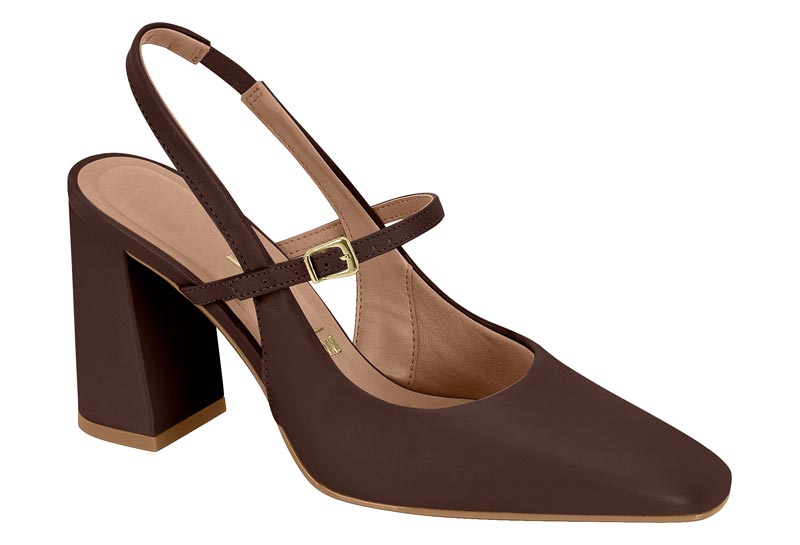 Zapatilla Destalonada con Pulsera Tacón Bloque Chocolate Vizzano