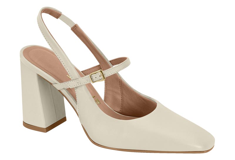 Zapatilla Destalonada Pulsera Tacón Bloque Blanco Off Vizzano