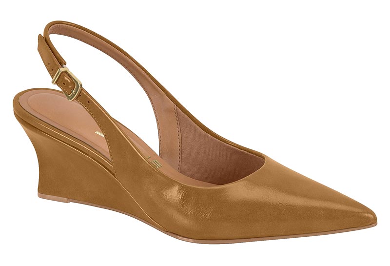 Zapatilla Destalonada Punta Fina Cuña Napa Caramelo Vizzano